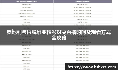 奥地利与拉脱维亚精彩对决直播时间及观看方式全攻略